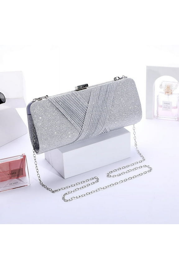 Girl Silver Envelope Clutch Bag, Women's Silver Envelope Evening Clutches Wedding, Prom, And Party Purse- Silver