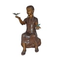 thumbnail image 1 of Nifao Girl Sitting on A Rock Holding Butterflies Bronze Statue – Home Office Decor Sculpture, 26"L x 17"W x 34"H, 1 of 11