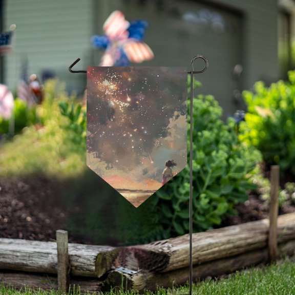 Girl Sky Firework Garden Flag 18" x 12.5" Double Sided Yard Lawn Outdoor Decor Small Yard Flags