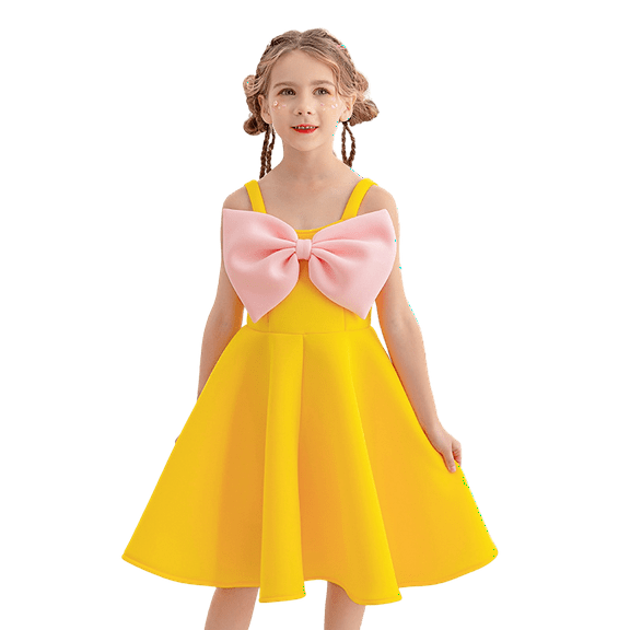 Girl Sleeveless Bowknot Dress Princess Birthday Party Wedding Ball Gown 3-8Y
