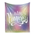 thumbnail image 1 of Girl Slogan Soft Flannel Fleece Blanket, Little Princess Writing with a Mini Crowning Hearts and Infinity Curves Pattern, Cozy Plush for Indoor and Outdoor Use, 50" x 70", Multicolor, by Ambesonne, 1 of 5