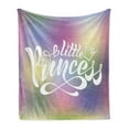 thumbnail image 1 of Girl Slogan Soft Flannel Fleece Blanket, Little Princess Writing with a Mini Crowning Hearts and Infinity Curves Pattern, Cozy Plush for Indoor and Outdoor Use, 60" x 80", Multicolor, by Ambesonne, 1 of 5