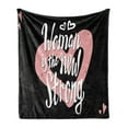 thumbnail image 1 of Girl Slogan Soft Flannel Fleece Throw Blanket, Woman is the New Strong Words in the Center of a Heart, Cozy Plush for Indoor and Outdoor Use, 50" x 70", Pale Pink Black White, by Ambesonne, 1 of 5