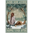 thumbnail image 1 of Girl Sloth Snow forest Green Tree Cockapoo and She Lived Happily Ever After Retro Metal Tin Sign Vintage Aluminum Sign for Home Decor Room Metal Decor 12x16 Inch, 1 of 5