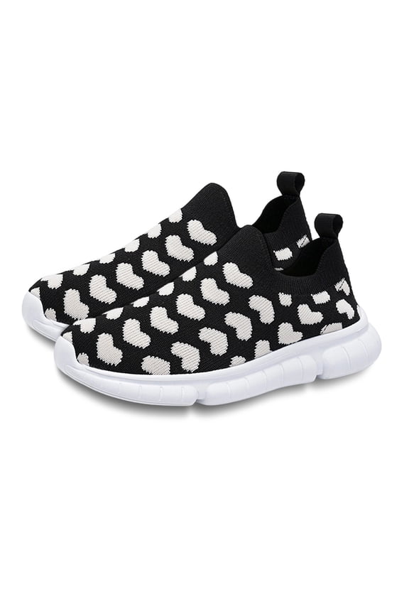 Girl Sneakers Girls Heart Print Breathable Mesh on Sneakers Lightweight Casual Shoes Non Soft Sole Sports Footwear for Kids Black 4 Years-4.5 Years