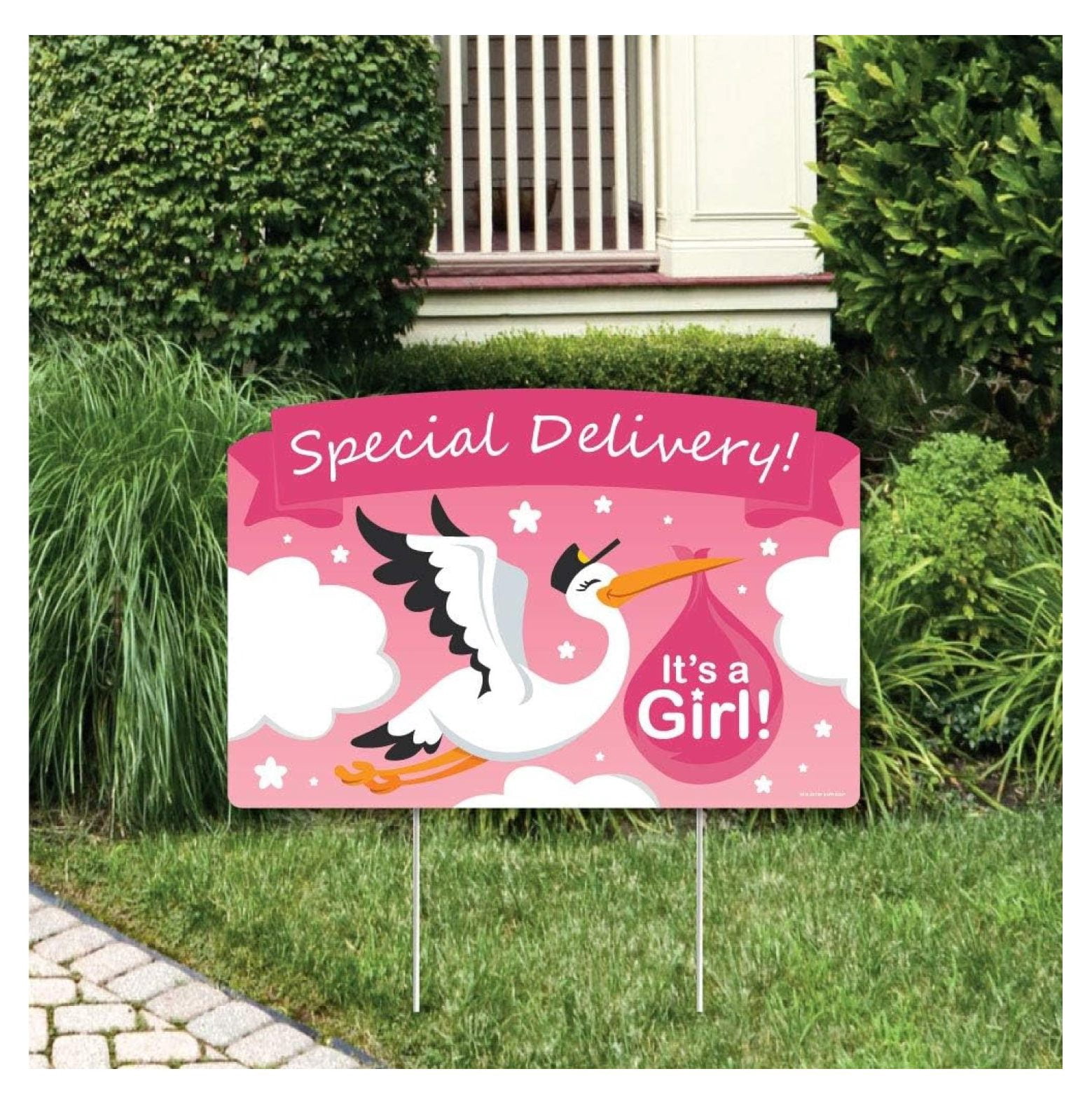 Girl Special Delivery - It’s A Girl Stork Baby Shower Yard Sign Lawn ...