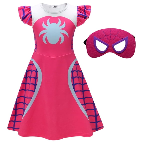 Girl Spider Costume with Mask Halloween Cosplay Outfits Set for 6-7Y