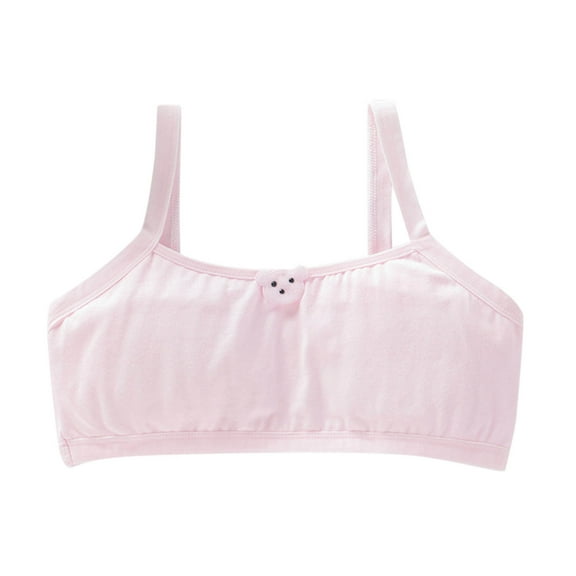 Girl Sports Bra Plus Size New Girls Primary and Secondary School Solid Color Comfortable Camisole Bra Style B-14 Pinky 13 Years