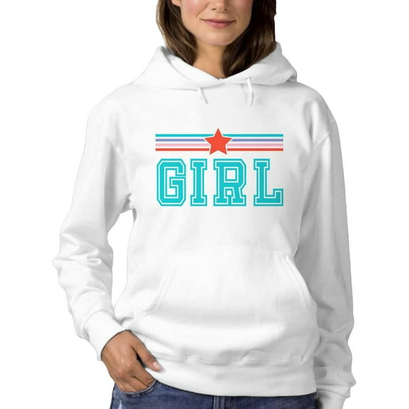 Girl Star Banner Hoodie Women -Image by Shutterstock, Female Medium