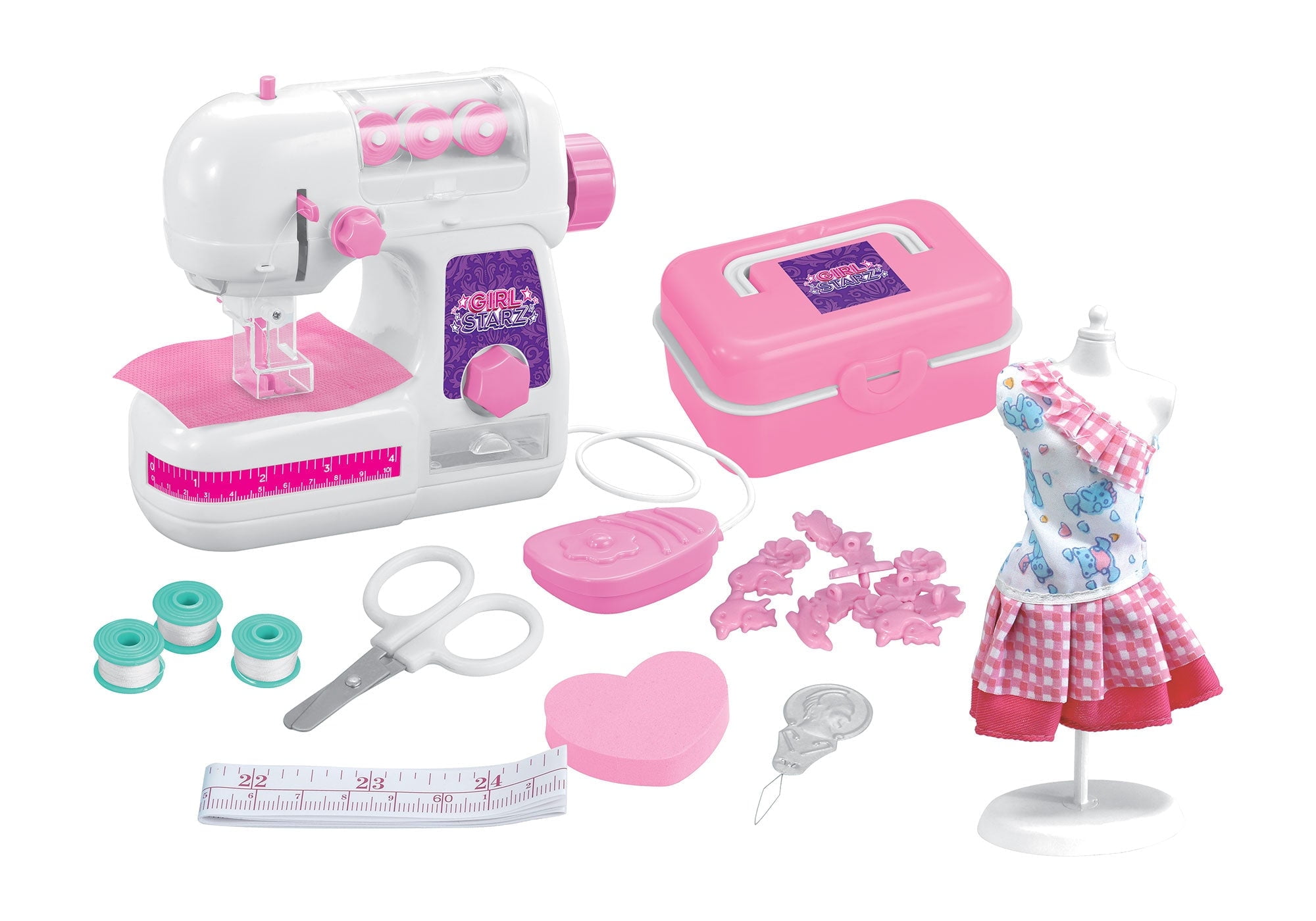 Pink and White Deluxe Doll Sewing Kit with Accessories