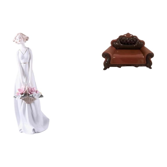 Girl Statue Modern Nordic Desk Figurine Miniature Sofa Ceramic Material for Office Bedroom Gift