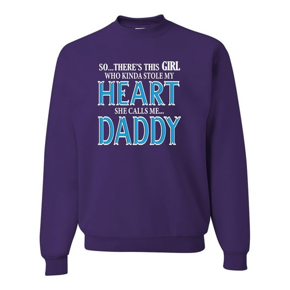 Girl Stole My Heart She Calls Me Daddy Daughter Girl Dad Father Gift | Mens Father's Day Crewneck Sweatshirt, Purple, X-Large