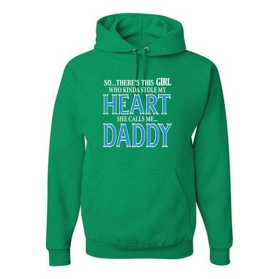 Girl Stole My Heart She Calls Me Daddy Daughter Girl Dad Father Gift | Mens Father's Day Hooded Sweatshirt Hoodie, Kelly, 2XL