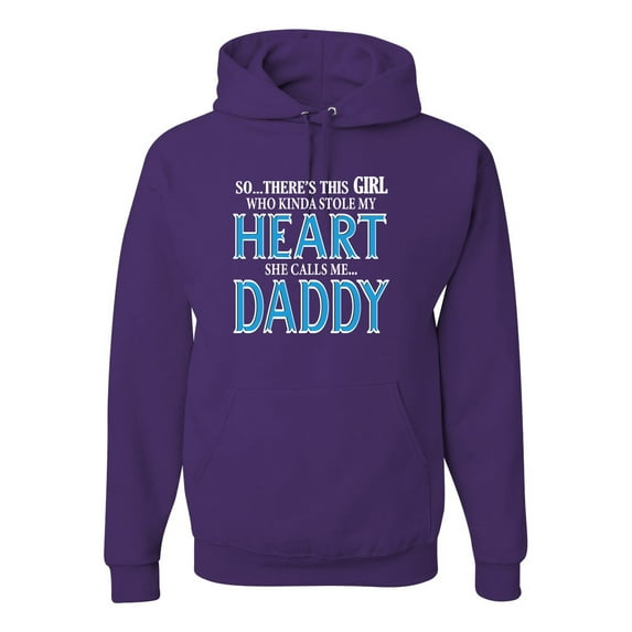 Girl Stole My Heart She Calls Me Daddy Daughter Girl Dad Father Gift | Mens Father's Day Hooded Sweatshirt Hoodie, Purple, Large