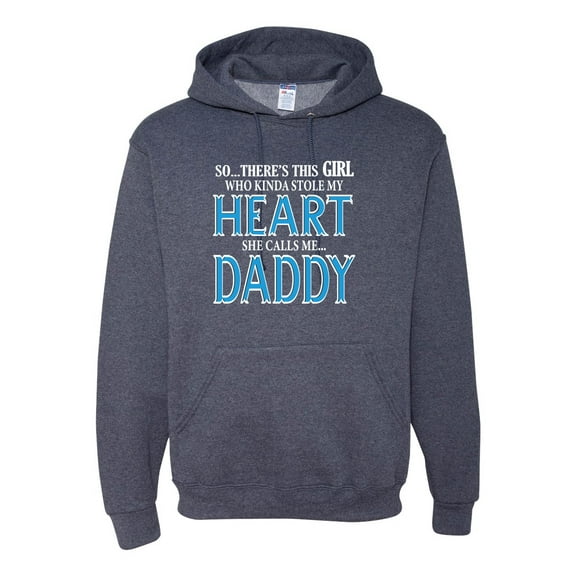 Girl Stole My Heart She Calls Me Daddy Daughter Girl Dad Father Gift | Mens Father's Day Hooded Sweatshirt Hoodie, Vintage Heather Navy, Large