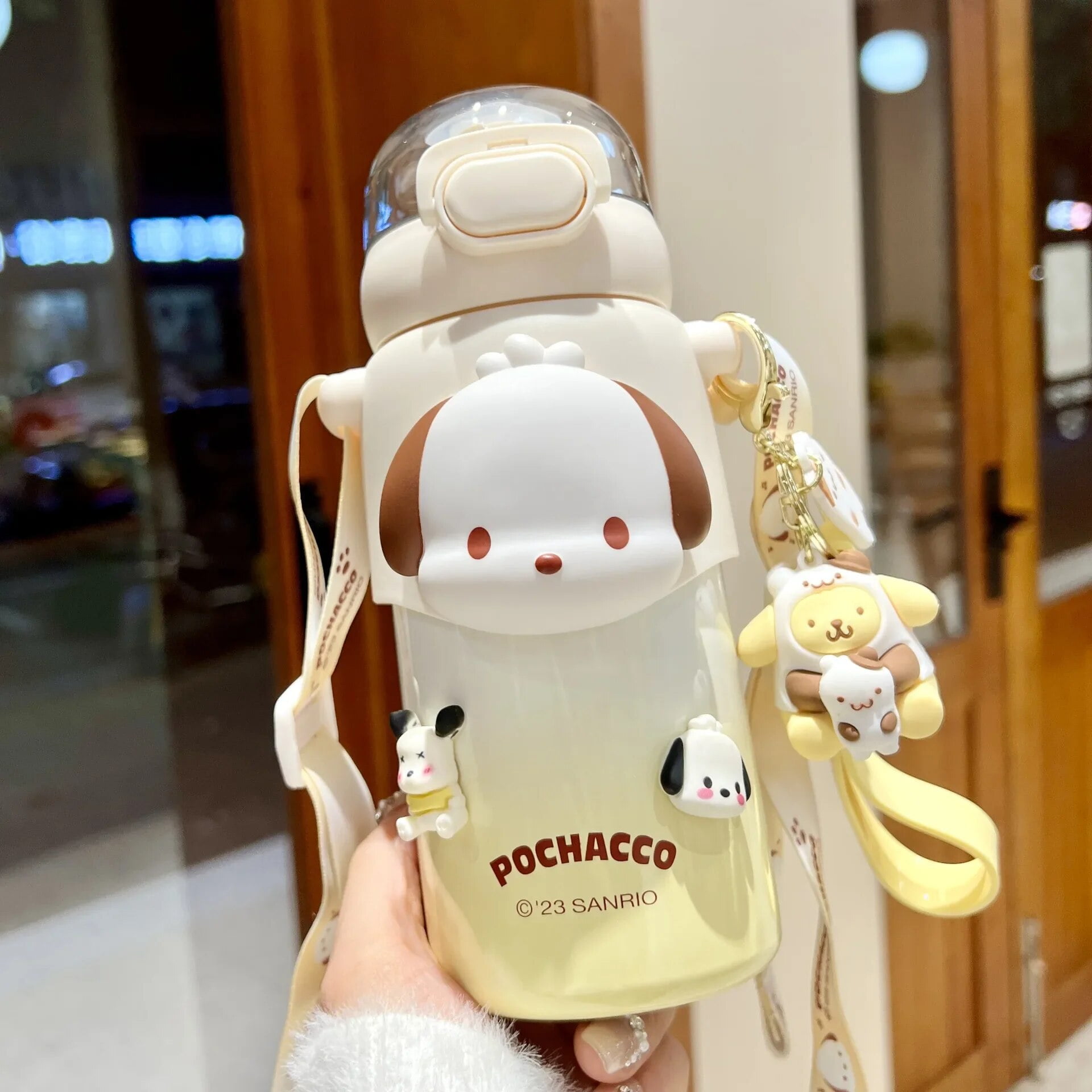 Girl Straw Kettle Crossbody Stainless Steel Kawaii 500ml Sanrio Kuromi 