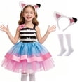 thumbnail image 1 of Girl Striped Tutu Dress Set with Ear Headband Socks Halloween Birthday Party Dress up, 1 of 7