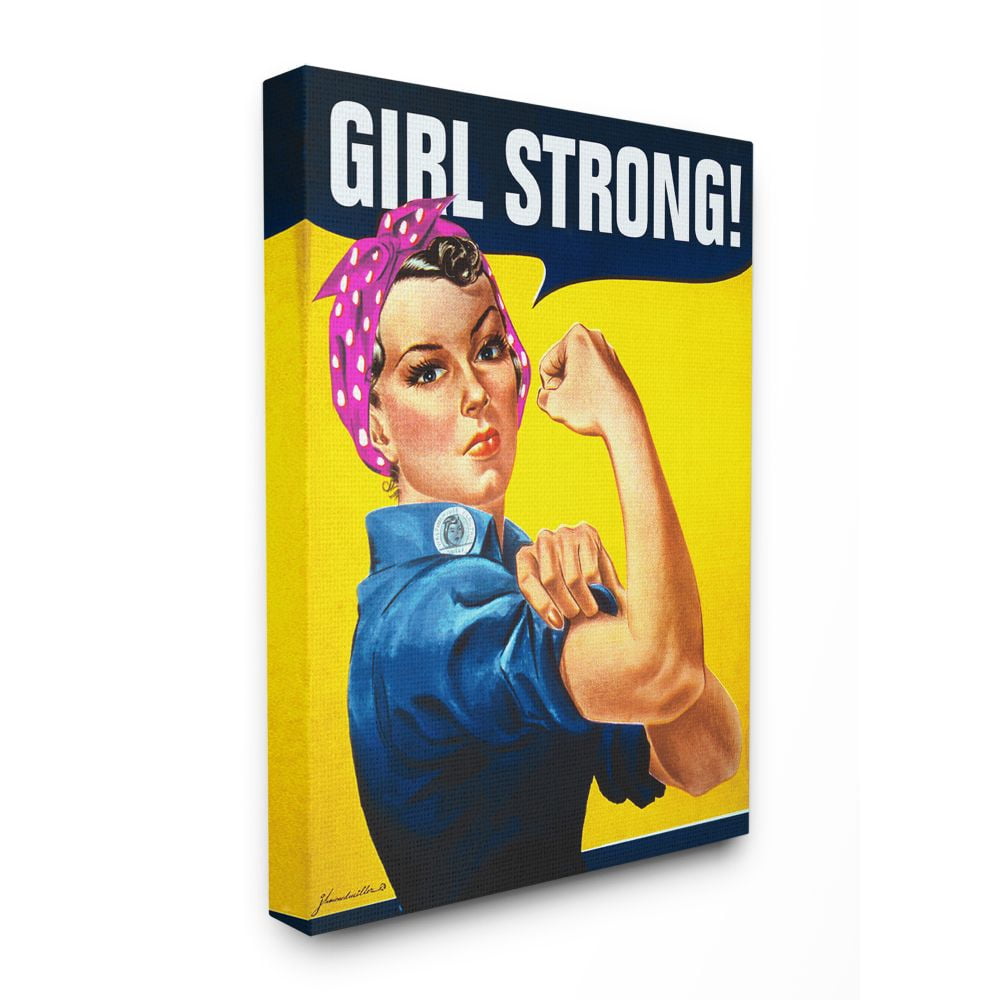 Girl Strong Vintage Woman Poster Design 31 in x 41 in Painting Canvas Art Print, by Stupell Home Décor