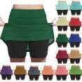thumbnail image 1 of Girl Summer A-Line Skirts Zhongda Girls' Fashion Solid Color Patchwork Loose High Waist A-Line Fake Two Piece Sports Pants Skirt Half Body Skirt Green 2 Years, 1 of 7