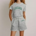 thumbnail image 1 of Girl Summer Clothes Grey Short Sleeve T Shirts + Shorts Set Summer Baby Boy Clothes Outfits for Girls 11-12 Years Summer&nbsp;Clothing, 1 of 3