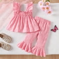 thumbnail image 1 of Girl Summer Clothes Ruffle Sleeve T-Shirt Tops and Pants Girl 2 Piece Outfits 6-9 Months Clothes, 1 of 5