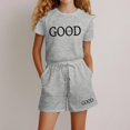 thumbnail image 1 of Girl Summer Outfits Grey Pullover Shirt Short Sets Baby Summer Clothes Girl Outfits 4 Years Summer&nbsp;Clothing, 1 of 3