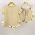 thumbnail image 1 of Girl Clothes Khaki Short Sleeve T Shirts + Shorts Set Summer Baby Boy Clothes 4-5 Years Girl Birthday Gifts Summer&nbsp;Clothing, 1 of 8