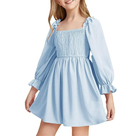 Girl Summer Skirt Long Sleeved Ruffled Skirt High Waist Dress For Girls,Size 18-24 Months