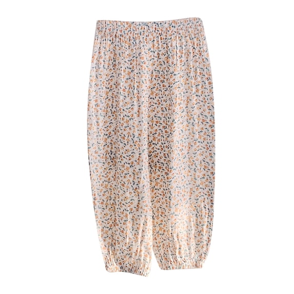 Girl Summer Thin Pants Lightweight Loose Elastic Stretch Trousers 6-7 Years Toddler Kids Baby Girls Fashion Cute Sweet Print Flared Pants Trousers Pants Leggings