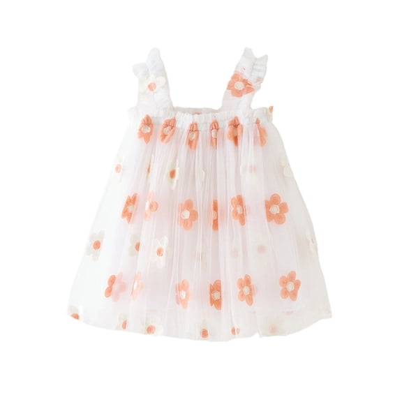 Girl Sundress Summer Sleeveless Causal Princess Dresses Cute Embroidery Vacation Beach Dress Size 1-7