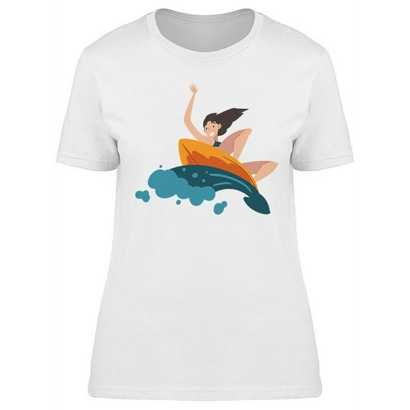 Girl Surfer Riding A Wave T-Shirt Women -Image by Shutterstock, Female Large