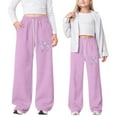 thumbnail image 1 of Girl Sweatpants Fashion Relaxed Fit Joggers Pants With Drawstring Summer Running Trousers With Pocket Purple, 1 of 5