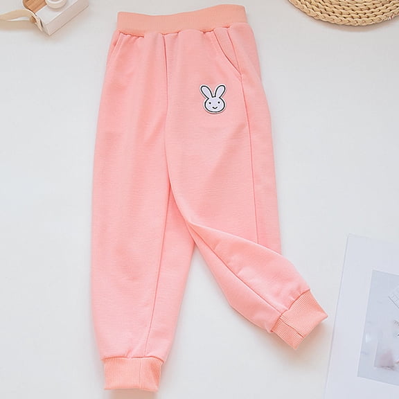 Girl Sweatpants Solid Relaxed Fit Joggers Pants Streetwear Fall Running Pants With Pocket Pink