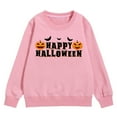 Girl Sweatshirt Fall Winter Children's Warm Cozy Letter Bat Pumpkin