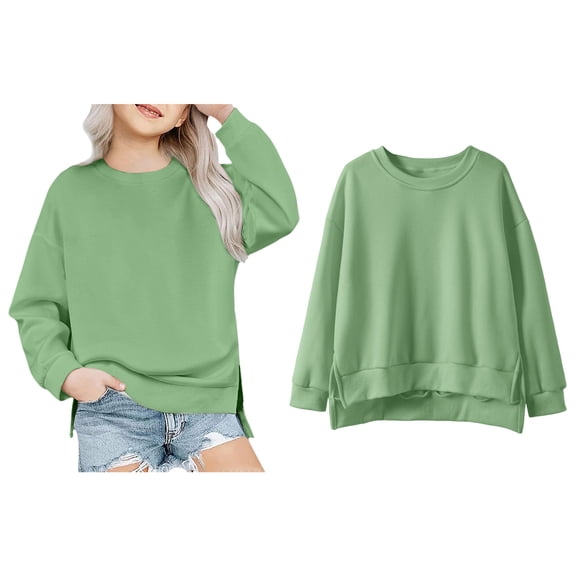 Girl Sweatshirt Long Sleeve Girls Green Sweatshirt Oversized Crewneck Sweatshirts Warm Fall Winter Clothes 9 Years Girl Clothes Boys Girls Fashion