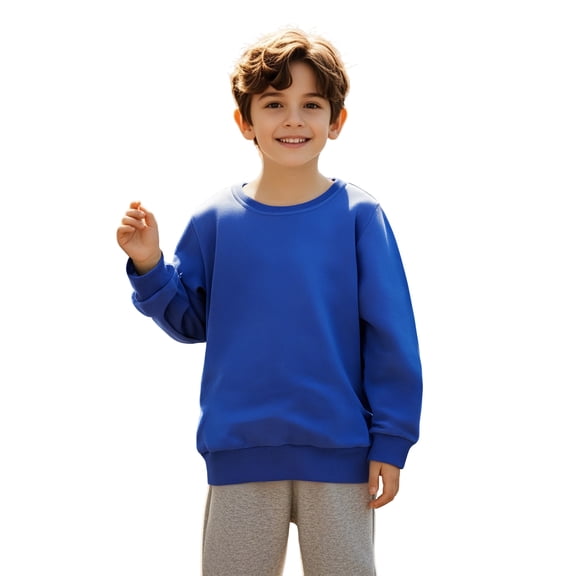 Girl Sweatshirt Long Sleeve Kids Blue Sweatshirt Crewneck Pullover Tops Warm Fall Winter Clothes 1-2 Years Girl Clothes Boys Girls Fashion