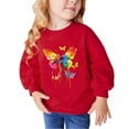 thumbnail image 1 of Girl Sweatshirt Toddler 4T Butterfly Print Long Sleeve Cute Sweatshirts Crew Neck 2-9y Little Girl Tops, Red, 2 Years, 1 of 4