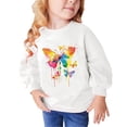 thumbnail image 1 of Girl Sweatshirt Toddler 4T Butterfly Print Long Sleeve Cute Sweatshirts Crew Neck 2-9y Little Girl Tops, White, 4 Years, 1 of 4