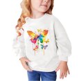 thumbnail image 1 of Girl Sweatshirt Toddler 4T Butterfly Print Long Sleeve Cute Sweatshirts Crew Neck 2-9y Little Girl Tops, White, 9 Years, 1 of 4