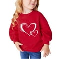 thumbnail image 1 of Girl Sweatshirt Toddler 4T Heart Print Long Sleeve Cute Sweatshirts Crew Neck 2-9y Little Girl Tops, Red, 5 Years, 1 of 4