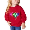 thumbnail image 1 of Girl Sweatshirt Toddler 4T Heart Print Long Sleeve Cute Sweatshirts Crew Neck 2-9y Little Girl Tops, Red, 7 Years, 1 of 4