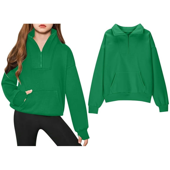 Girl Sweatshirts Long Sleeve Green Sweatshirts Crewneck Loose Fit Pullover Tops Fall Winter Clothes Clothes for Kids 11-12 Years Boys Girls Fashion