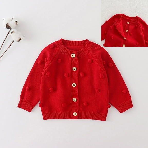 Girl Sweatshirts Long Sleeve Kids Red Sweatshirt Cardigans Crewneck Blouse Shirt Tops Fall Winter Clothes Sweatshirts for Kids 6-9M