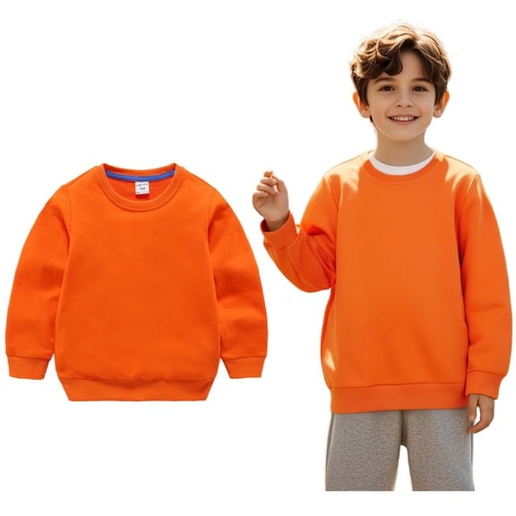 Girl Sweatshirts Long Sleeve Orange Sweatshirts Pullover Crewneck Blouse Shirt Tops Fall Clothes 4-5 Years Girl Clothes Boys Girls Fashion