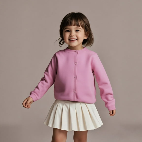 Girl Sweatshirts Long Sleeve Pink Sweatshirts Crewneck Sweater Cardigans Tops Fall Clothes Girls 5Y Clothes