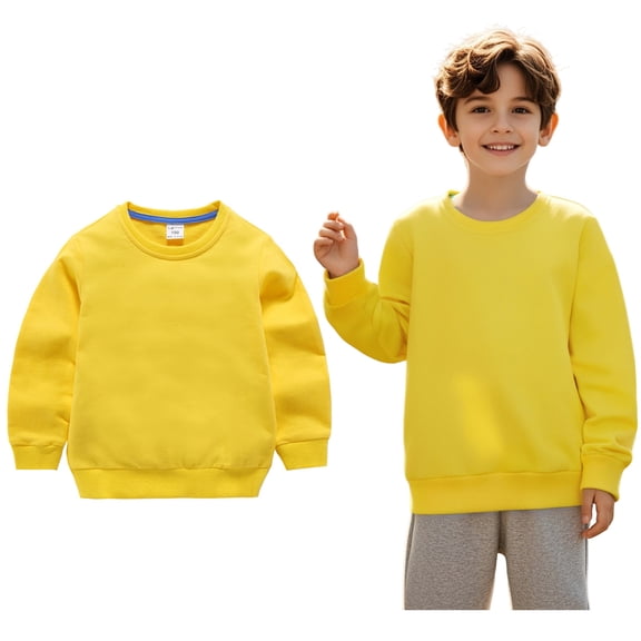Girl Sweatshirts Long Sleeve Yellow Sweatshirt Kids Crewneck Loose Fit Pullover Tops Winter Clothes Girls Clothes 5-6 Years Boys Girls Fashion