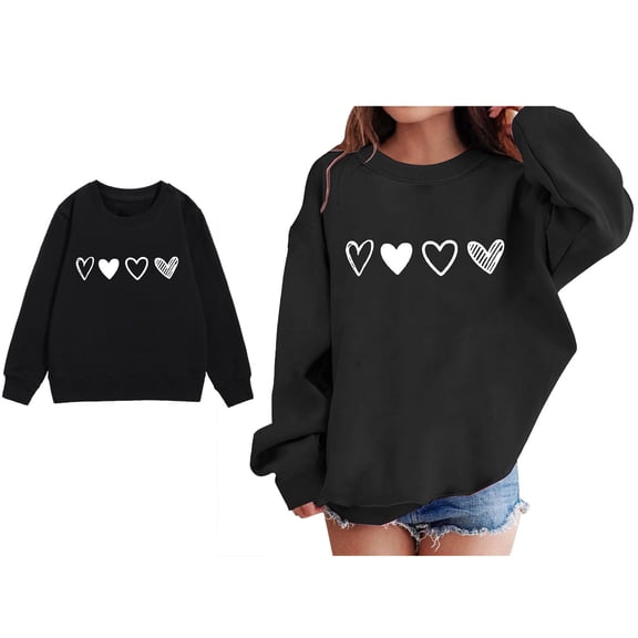 Girl Sweatshirts Valentine Sweatshirt Long Sleeve Heart Sweatshirt Crew Neck Pullover Sweatshirt Girls Clothes 7-8 Years