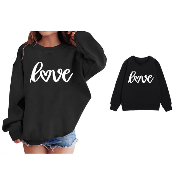 Girl Sweatshirts Valentines Sweatshirt Long Sleeve Casual Love Letter Print Sweatshirts Crewneck Pullover Sweatshirt 6-7 Years Old Boy Clothes