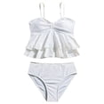 thumbnail image 1 of Girl Swimsuit 2 Piece Bikini Set Tiered Ruffled Bathing Suit Adjustable Straps Summer Girls Swimwear 5-14 Years Bathing Suits for Girls 2 Piece, 1 of 7