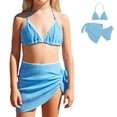 thumbnail image 1 of Girl Swimsuit 3 Piece Bathing Suits with Cover Ups Beach Skirt Cute Summer Swimwear 10-11 Years, 1 of 5